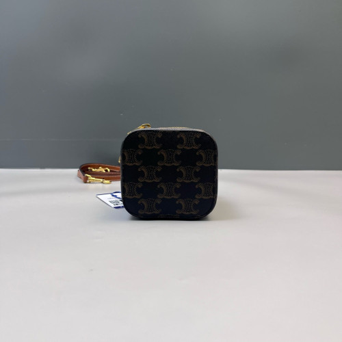 Celine Square Top Handle Vanity Case Triomphe Black Brown