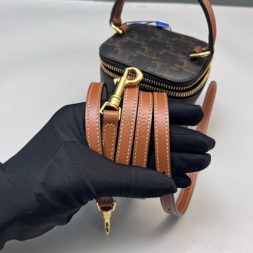 Celine Square Top Handle Vanity Case Triomphe Black Brown
