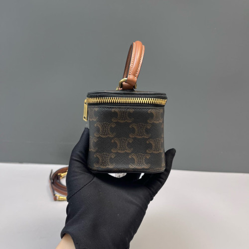 Celine Square Top Handle Vanity Case Triomphe Black Brown