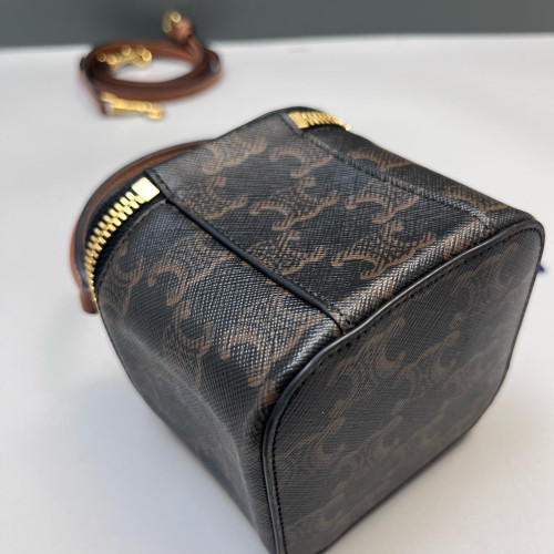 Celine Square Top Handle Vanity Case Triomphe Black Brown