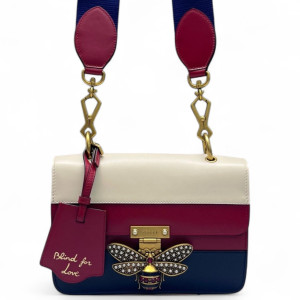 Gucci Queen Margaret Broadway Shoulder Bag Calfskin White Red Blue