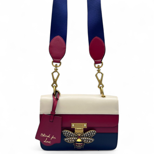 Gucci Queen Margaret Broadway Shoulder Bag Calfskin White Red Blue