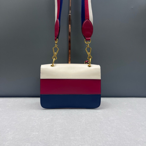 Gucci Queen Margaret Broadway Shoulder Bag Calfskin White Red Blue