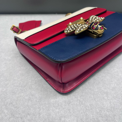 Gucci Queen Margaret Broadway Shoulder Bag Calfskin White Red Blue