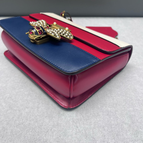 Gucci Queen Margaret Broadway Shoulder Bag Calfskin White Red Blue
