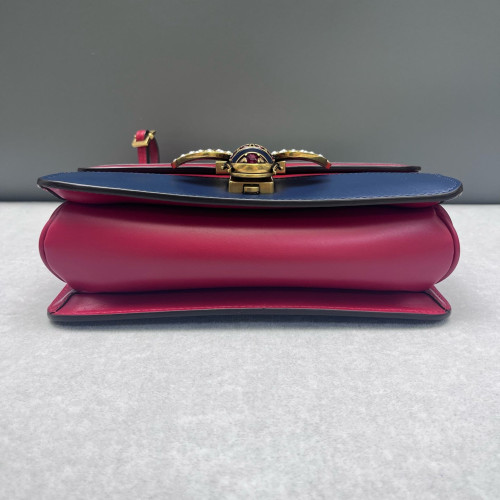 Gucci Queen Margaret Broadway Shoulder Bag Calfskin White Red Blue