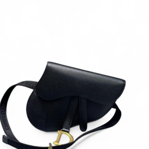 Dior Saddle Belt Pouch Grained Calfskin Black