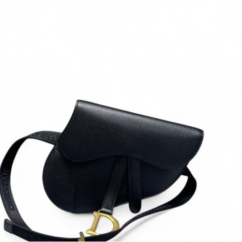 Dior Saddle Belt Pouch Grained Calfskin Black