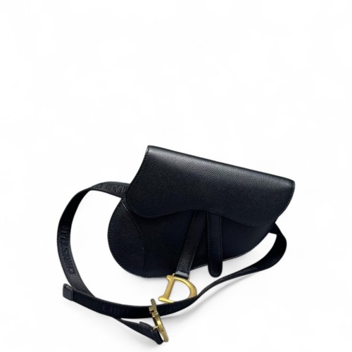Dior Saddle Belt Pouch Grained Calfskin Black