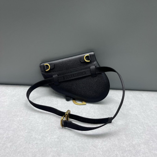 Dior Saddle Belt Pouch Grained Calfskin Black