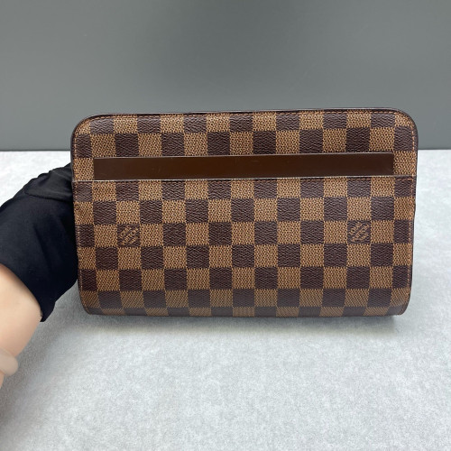 Louis Vuitton Pochette Saint Louis Clutch Damier Ebene Brown