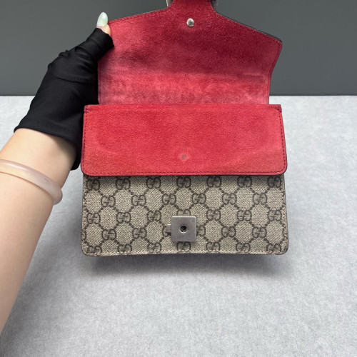 Gucci Mini Dionysus Suede GG Supreme Monogram Brown Red