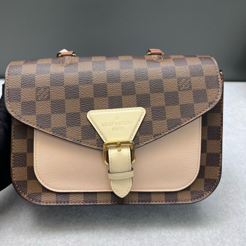 Louis Vuitton Beaumarchais Shoulder Bag Damier Ebene Brown Beige