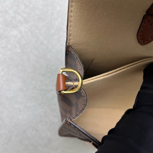 Louis Vuitton Beaumarchais Shoulder Bag Damier Ebene Brown Beige