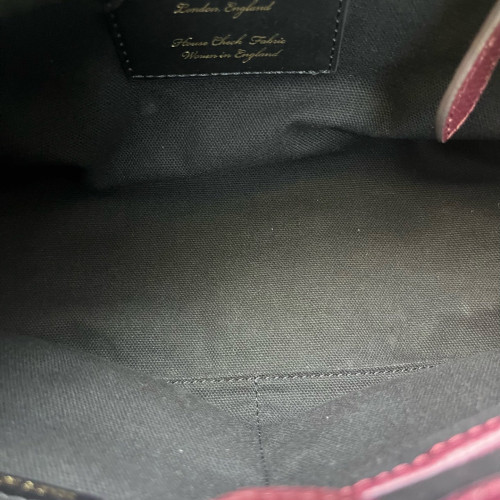 Burberry Small Banner Tote Calfskin House Check Burgundy Khaki Black