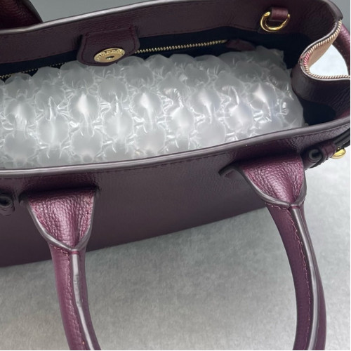 Burberry Small Banner Tote Calfskin House Check Burgundy Khaki Black