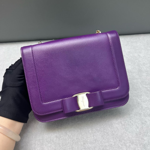 Salvatore Ferragamo Vara Bow Crossbody Bag Calfskin Purple Salvatore Ferragamo Vara Bow Crossbody Bag Calfskin Purple