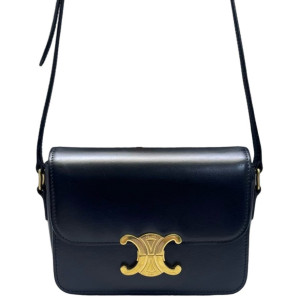 Celine Teen Triomphe Shoulder Bag Calfskin Black