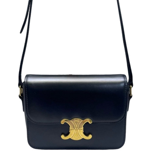 Celine Teen Triomphe Shoulder Bag Calfskin Black