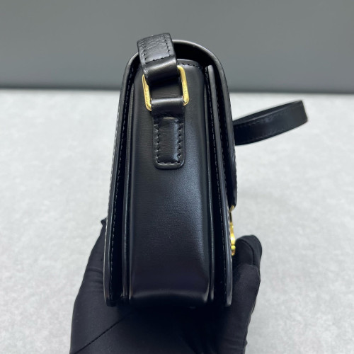 Celine Teen Triomphe Shoulder Bag Calfskin Black