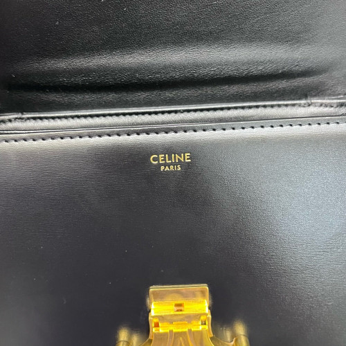 Celine Teen Triomphe Shoulder Bag Calfskin Black