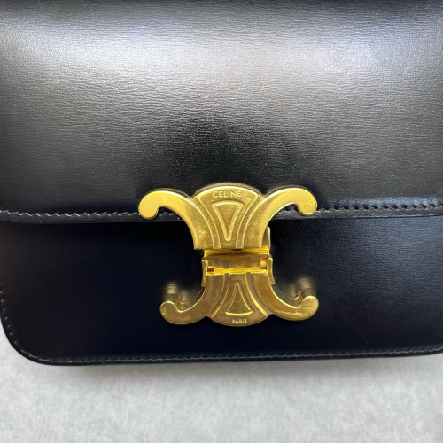 Celine Teen Triomphe Shoulder Bag Calfskin Black