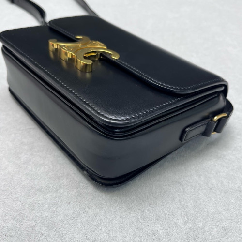 Celine Teen Triomphe Shoulder Bag Calfskin Black