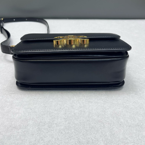 Celine Teen Triomphe Shoulder Bag Calfskin Black