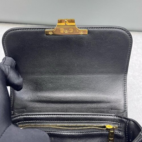 Celine Teen Triomphe Shoulder Bag Calfskin Black