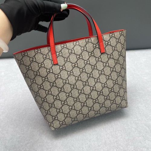 Gucci Tote Bag GG Supreme Monogram Red Pink Beige