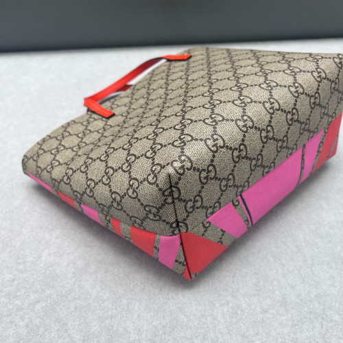 Gucci Tote Bag GG Supreme Monogram Red Pink Beige
