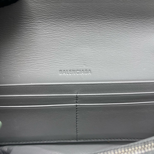 Balenciaga Gossip Wallet On Chain Calfskin Crocodile Embossed Grey