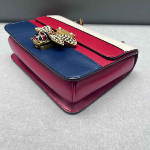 Gucci Queen Margaret Broadway Shoulder Bag Calfskin White Red Blue Gucci Queen Margaret Broadway Shoulder Bag Calfskin White Red Blue