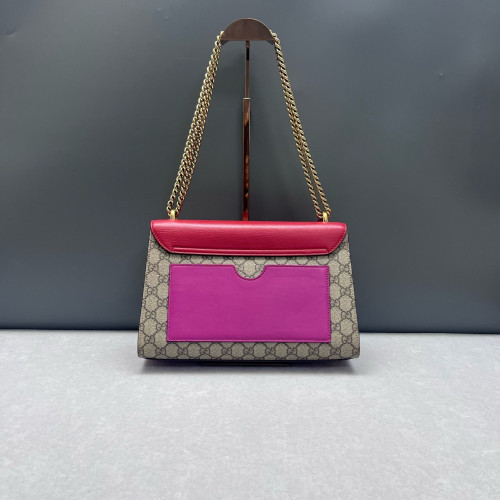 Gucci Medium Padlock Shoulder Bag GG Supreme Monogram Red Beige Purple
