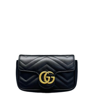 Gucci Matelasse Super Mini GG Marmont Calfskin Black