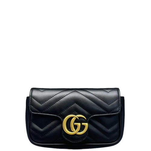 Gucci Matelasse Super Mini GG Marmont Calfskin Black