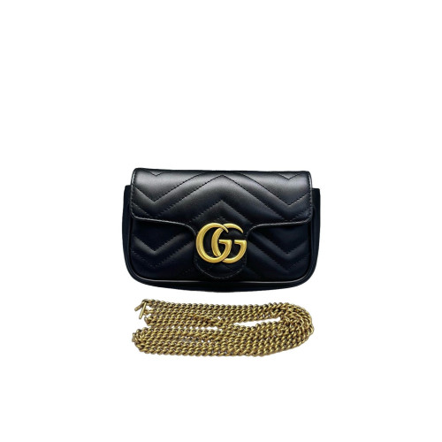Gucci Matelasse Super Mini GG Marmont Calfskin Black