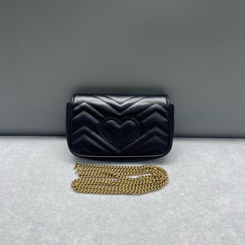 Gucci Matelasse Super Mini GG Marmont Calfskin Black