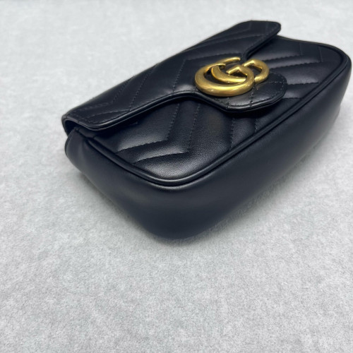 Gucci Matelasse Super Mini GG Marmont Calfskin Black