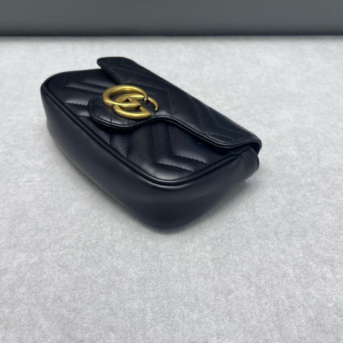 Gucci Matelasse Super Mini GG Marmont Calfskin Black