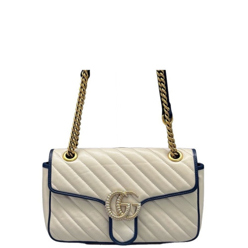 Gucci Matelasse Small GG Marmont Calfskin White Blue