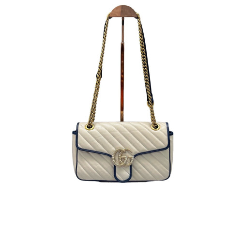 Gucci Matelasse Small GG Marmont Calfskin White Blue
