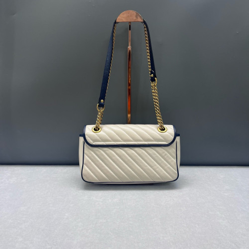 Gucci Matelasse Small GG Marmont Calfskin White Blue
