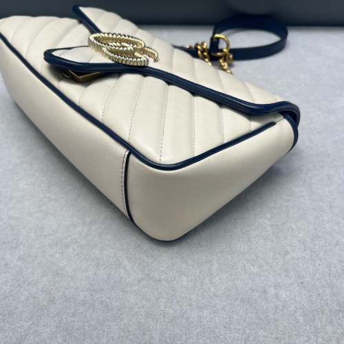 Gucci Matelasse Small GG Marmont Calfskin White Blue