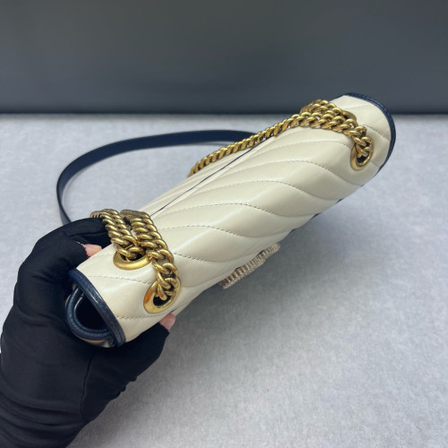 Gucci Matelasse Small GG Marmont Calfskin White Blue