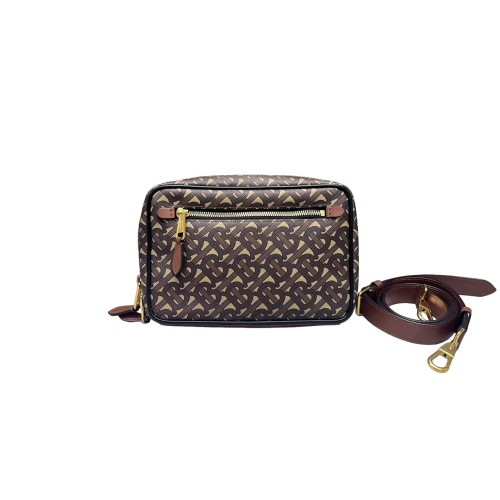 Burberry Camera Case Monogram Calfskin Brown Beige