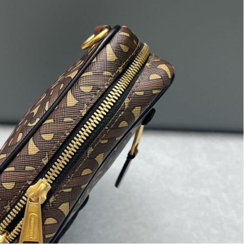 Burberry Camera Case Monogram Calfskin Brown Beige