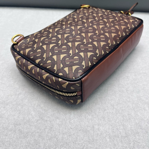 Burberry Camera Case Monogram Calfskin Brown Beige