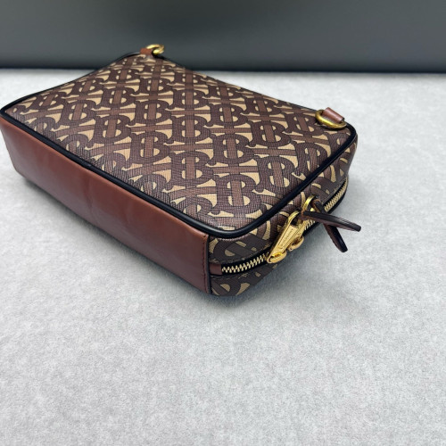 Burberry Camera Case Monogram Calfskin Brown Beige