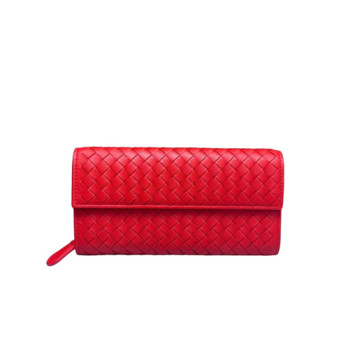 Bottega Veneta Continental Wallet Lambskin Intrecciato Nappa Red